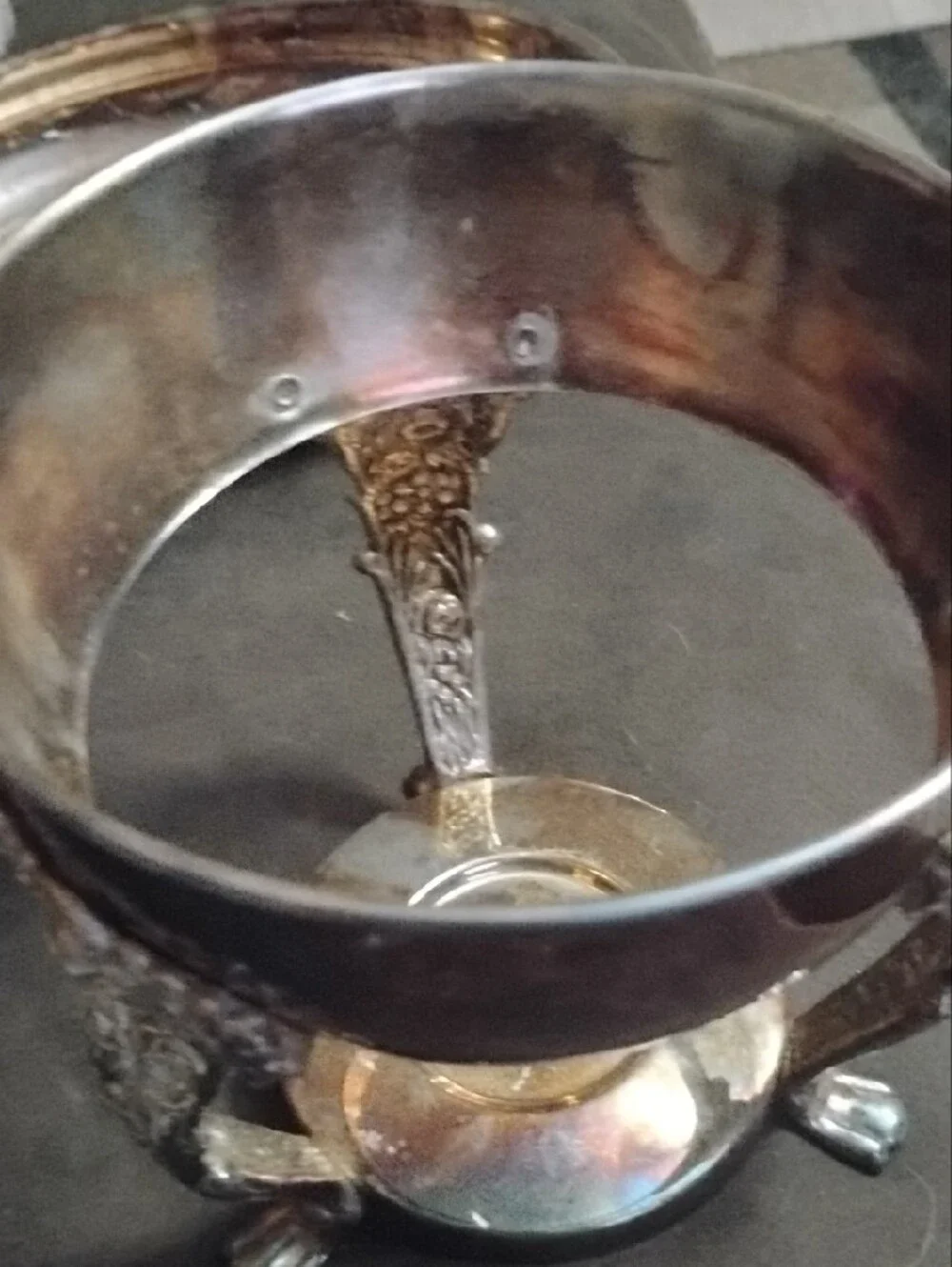 Source Unknown Silver-Tone Ornate Tripod Serving Bowl